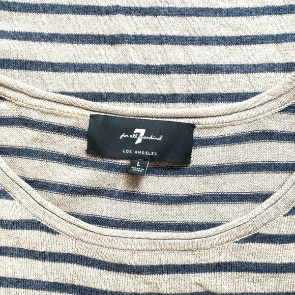 7 For All Mankind - men’s striped cotton blend sweater w rolled hem details - L - Picture 8 of 11